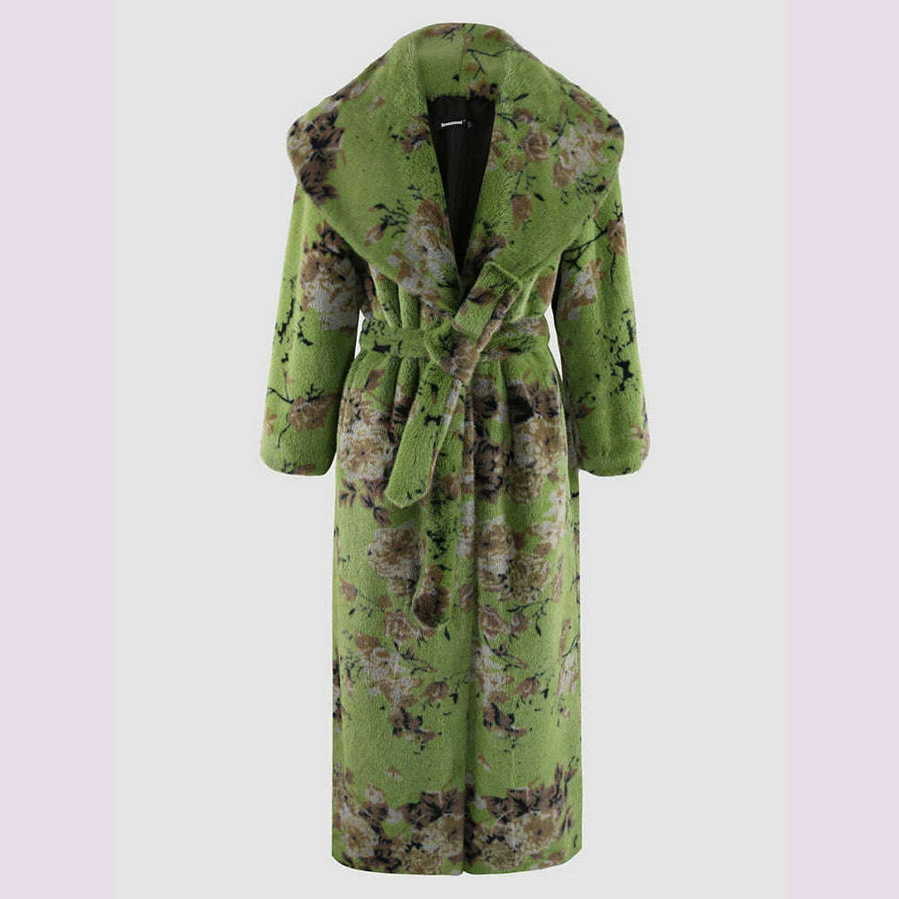 Nerazzurri Winter Stylish Elegant Long Multicolored Colorful Thick Warm Soft Fluffy Faux Fur Coat Women Luxury Designer Clothes