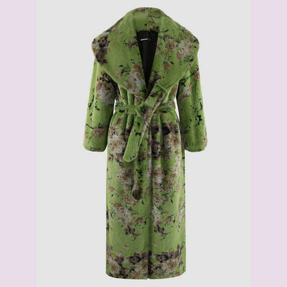 Nerazzurri Winter Stylish Elegant Long Multicolored Colorful Thick Warm Soft Fluffy Faux Fur Coat Women Luxury Designer Clothes