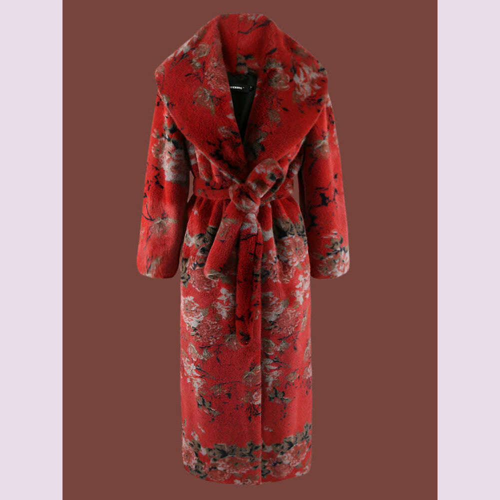 Nerazzurri Winter Stylish Elegant Long Multicolored Colorful Thick Warm Soft Fluffy Faux Fur Coat Women Luxury Designer Clothes