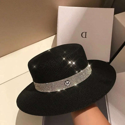 Net celebrity sun-shading flat straw hat women summer fedora hat travel on the beach and beach vacation sunscreen hat панама