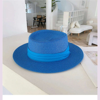 Net celebrity sun-shading flat straw hat women summer fedora hat travel on the beach and beach vacation sunscreen hat панама
