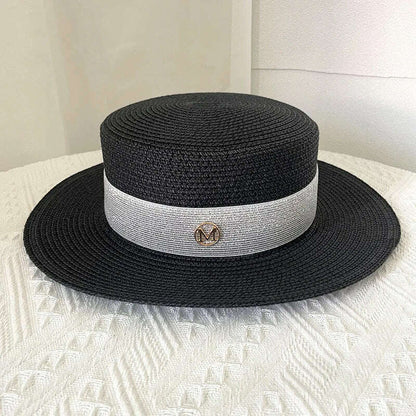 Net celebrity sun-shading flat straw hat women summer fedora hat travel on the beach and beach vacation sunscreen hat панама