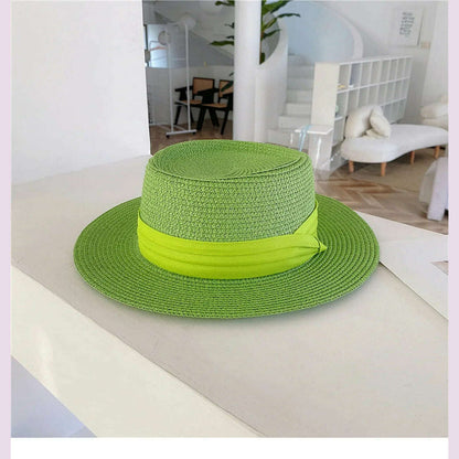 Net celebrity sun-shading flat straw hat women summer fedora hat travel on the beach and beach vacation sunscreen hat панама