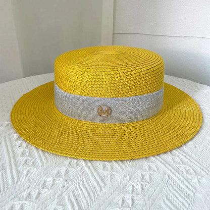 Net celebrity sun-shading flat straw hat women summer fedora hat travel on the beach and beach vacation sunscreen hat панама