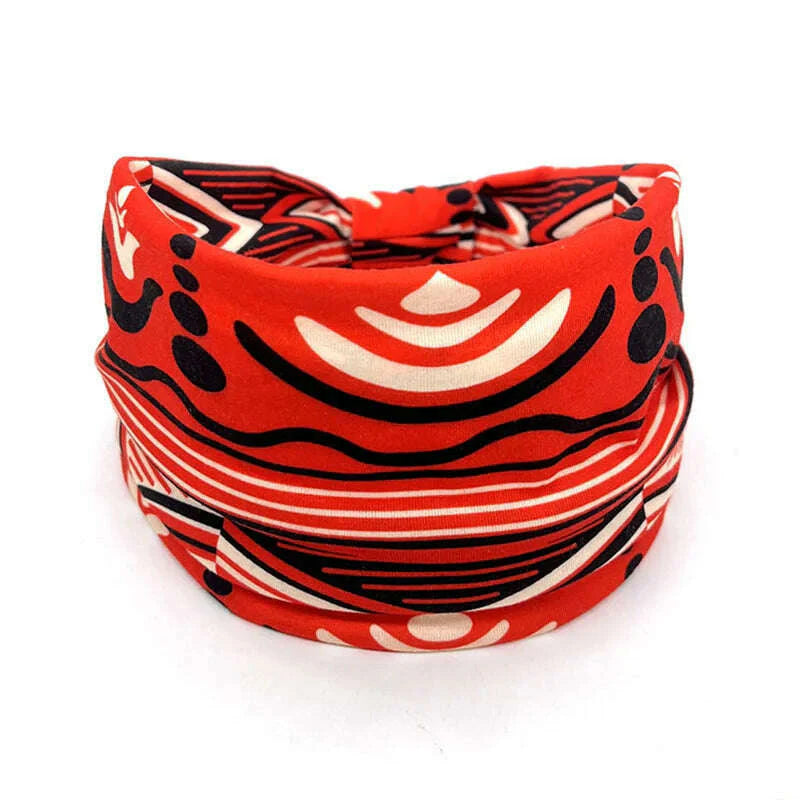 New African Pattern Print Wide Headband for Women Twist Style Hair Bandanas Head Wrap Elastic  Headwear Turban Girls Accessories