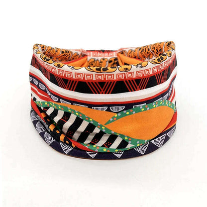 New African Pattern Print Wide Headband for Women Twist Style Hair Bandanas Head Wrap Elastic  Headwear Turban Girls Accessories