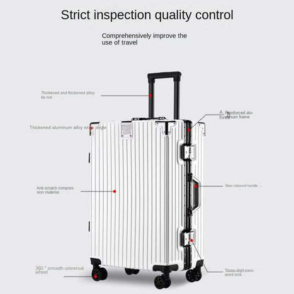New Aluminum Frame Suitcase Large Capacity Suitcase on wheels 20/22/24/26/28/30 Inch Trolley Case Password Boarding Box