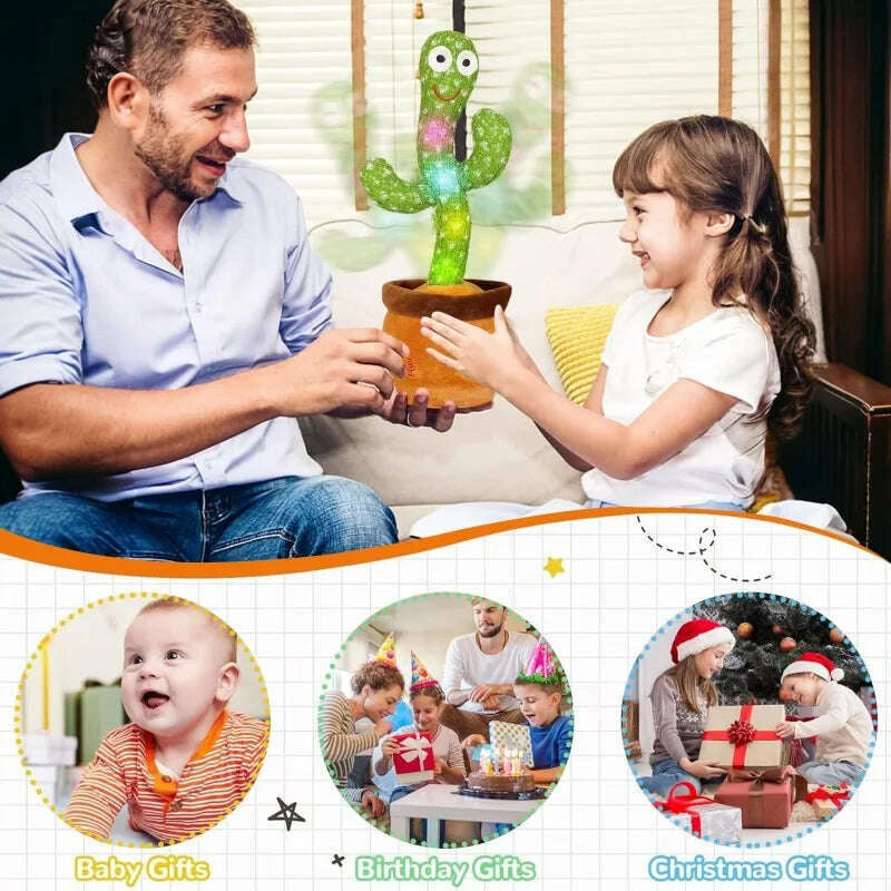 New Dancing Talking Cactus Toy for Baby Toddler Boys Girls Gift Singing Mimicking Cactus Toys Recording Repeating Christmas Gift