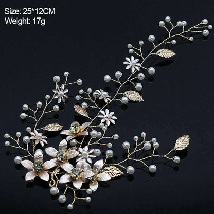 New Design Handmade Crystal Wedding Hair Accessories Tiara Headband Headpiece Simulated Pearl Bridal Hair Jewelry