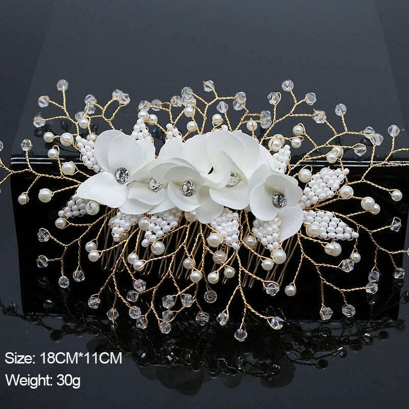 New Design Handmade Crystal Wedding Hair Accessories Tiara Headband Headpiece Simulated Pearl Bridal Hair Jewelry