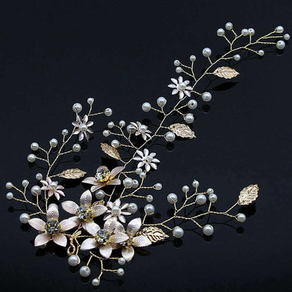 New Design Handmade Crystal Wedding Hair Accessories Tiara Headband Headpiece Simulated Pearl Bridal Hair Jewelry