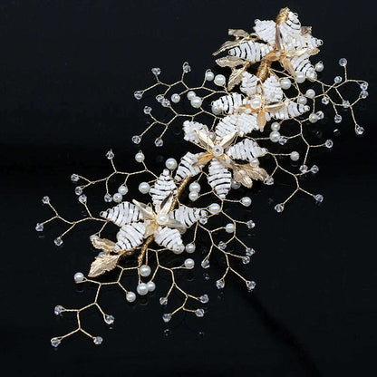 New Design Handmade Crystal Wedding Hair Accessories Tiara Headband Headpiece Simulated Pearl Bridal Hair Jewelry