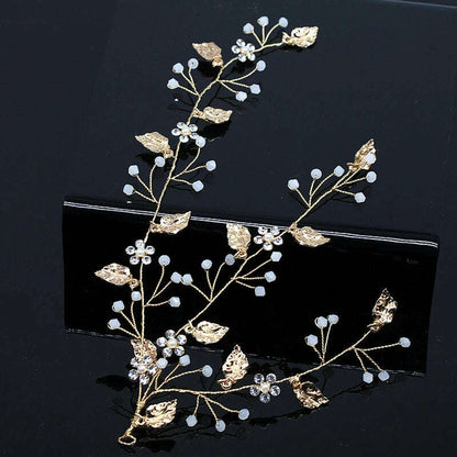 New Design Handmade Crystal Wedding Hair Accessories Tiara Headband Headpiece Simulated Pearl Bridal Hair Jewelry