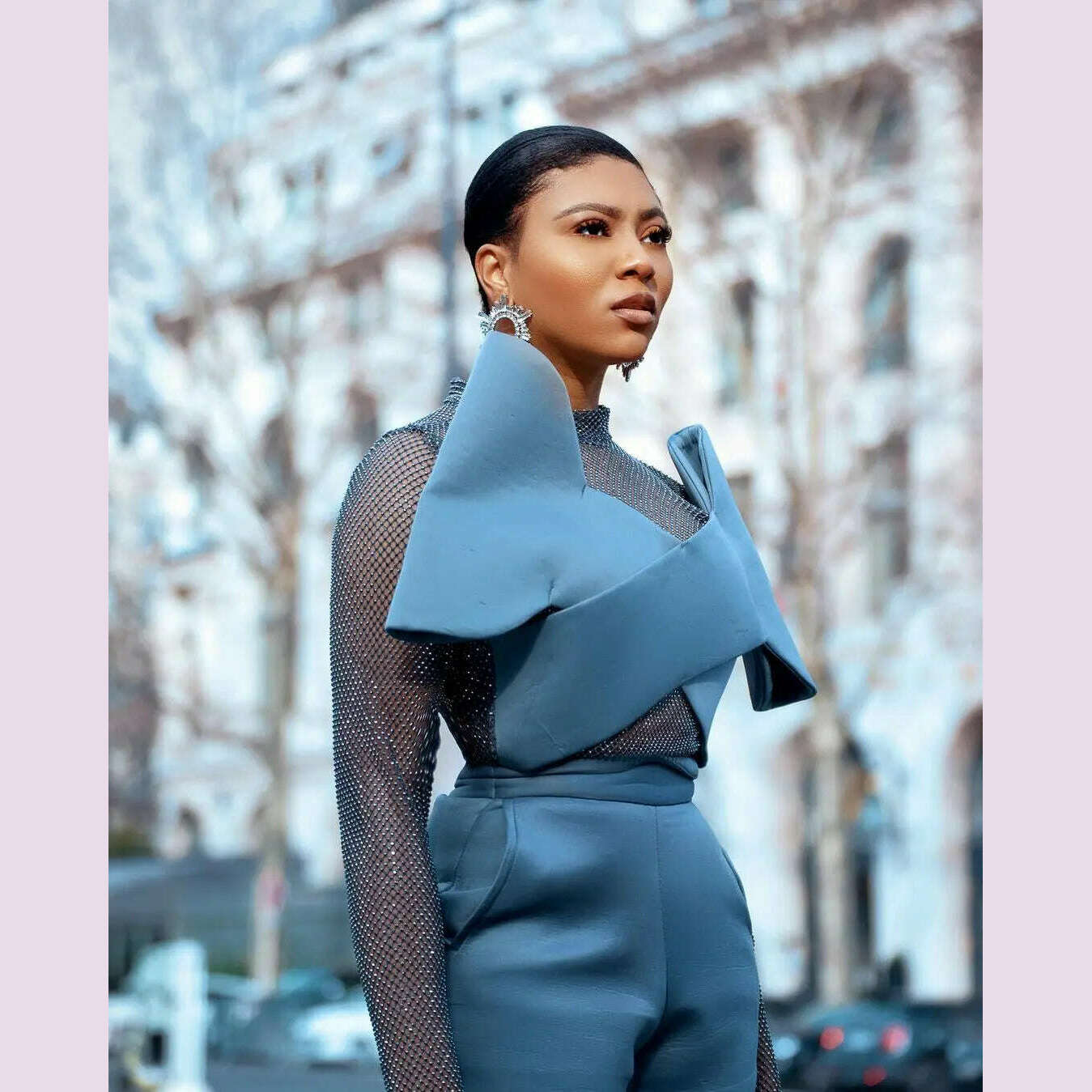 New Designed 2 Pieces Set High Neck Full Sleeve Dresses Suits Women Jacket Pencil Pants Prom Party Custom Made