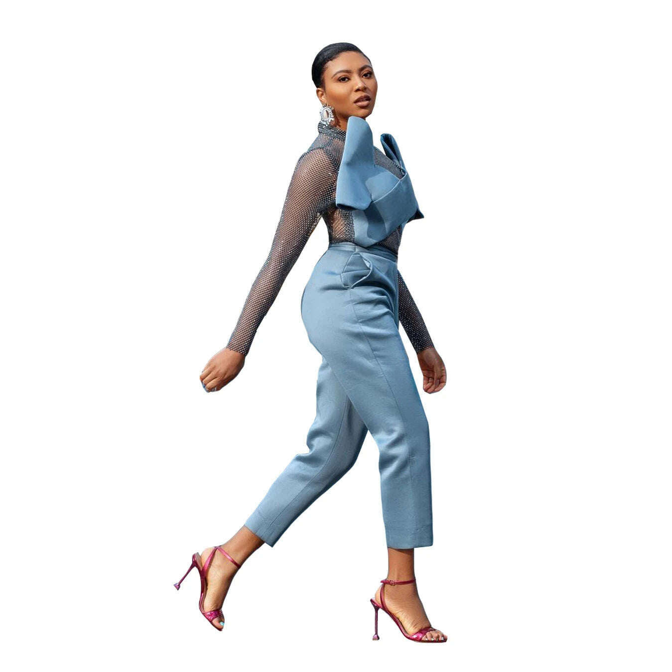 New Designed 2 Pieces Set High Neck Full Sleeve Dresses Suits Women Jacket Pencil Pants Prom Party Custom Made