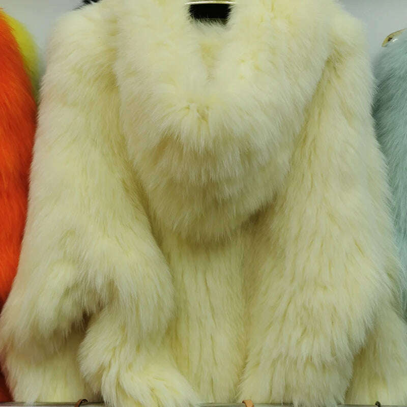 New  Double sided woven 100% fox fur coat, length 110cm hooded coat, Real fur coat women's imported white bear warm clothing