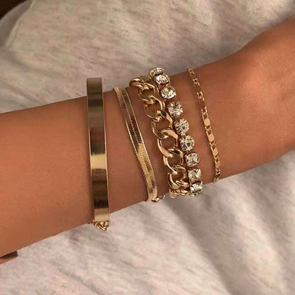 New Fashion Boho Punk Golden Cuff Bracelets & Bangles For Women Love Pulseiras Bangle Set Feminina Jewelry Charm Gifts B051