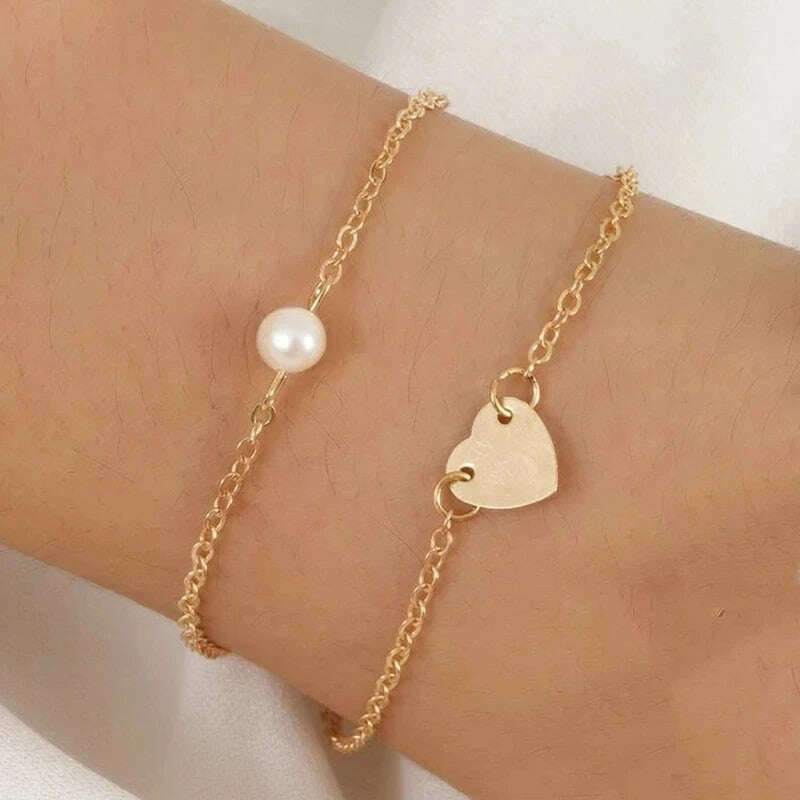 New Fashion Boho Punk Golden Cuff Bracelets & Bangles For Women Love Pulseiras Bangle Set Feminina Jewelry Charm Gifts B051