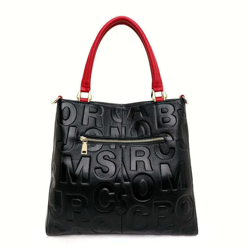 New Fashion Versatile Women's Handheld Shoulder Bag with Large Capacity Letter Printing High Quality Cowhide Tote Bag