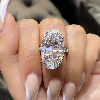 New Luxury Big Oval Cubic Zirconia Crystal Rings Women Wedding Accessories High-quality Silver Color Engagement Bands Jewelry