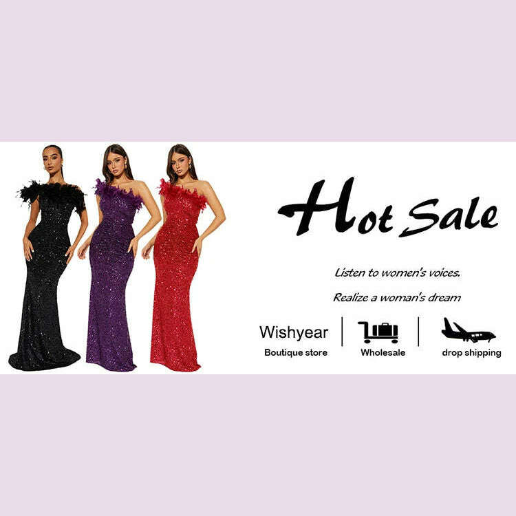 New Luxury Sequined Feather One Shoulder Sleeveless Slanted Collar Backless Purple Long Dress  Women Birthday Party Event Gowns
