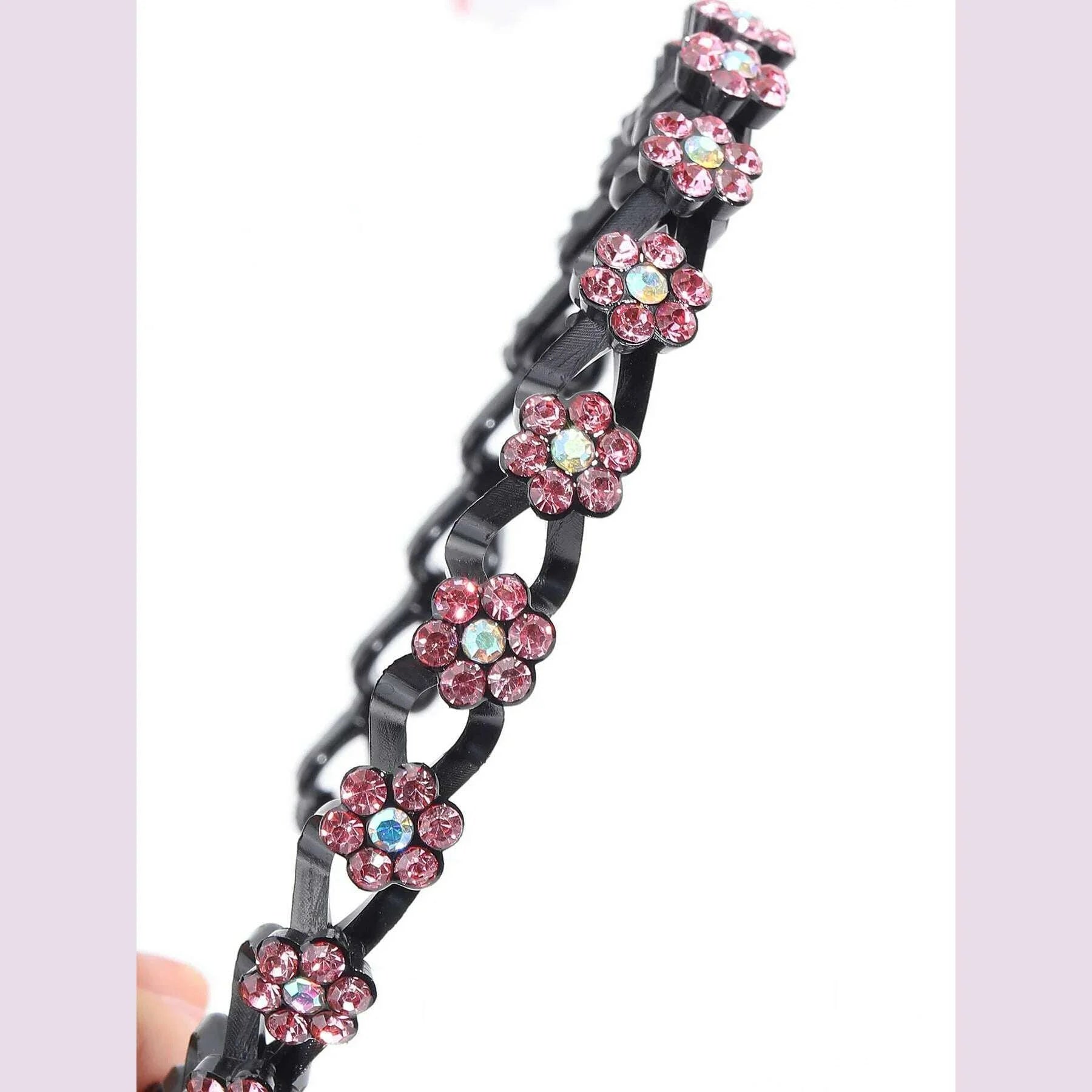 New Non-slip Rhinestone Headbands Solid Wave Hairbands for Women Girls Bezel Fashion Hair Hoop Ladies Boutique Hair Accessories