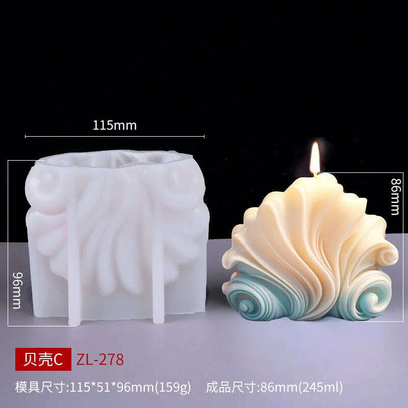 New Ocean Shell Coral Candle Silicone Mold Handmade Aromatherapy Candle Decoration Coral Flower Shell Cake Soap Epoxy Resin Mold