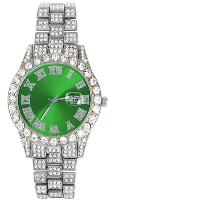 New Punk Men Watch Iced Out Diamond Sparkling Quartz Watches Fashion Hip Hop Classic Silver Color Watch Jewelry Men Women Gift