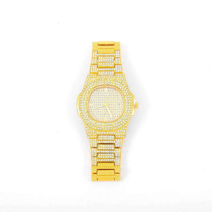New Punk Men Watch Iced Out Diamond Sparkling Quartz Watches Fashion Hip Hop Classic Silver Color Watch Jewelry Men Women Gift