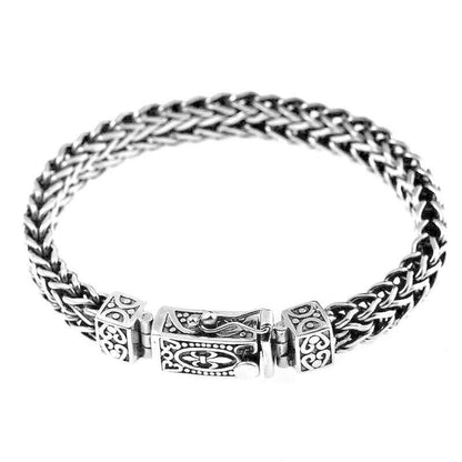 New Silver Color Hand Woven Rope Twists Pattern Fashion Bracelets for Women Men Retro Couple Jewelry