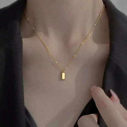 New Simple Small Golden Nugget Metal Texture Pendant Necklace for Women Fashionable Daily Accessory Party Jewelry Birthday Gifts