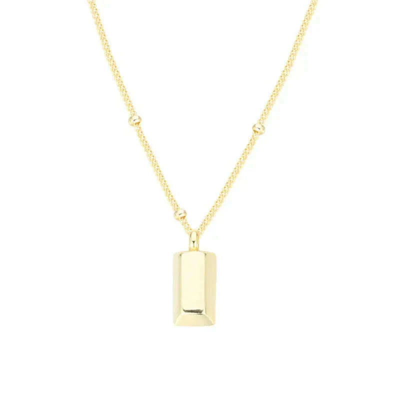 New Simple Small Golden Nugget Metal Texture Pendant Necklace for Women Fashionable Daily Accessory Party Jewelry Birthday Gifts