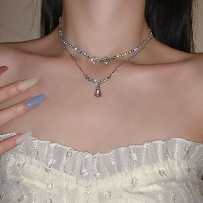 New Simple Small Golden Nugget Metal Texture Pendant Necklace for Women Fashionable Daily Accessory Party Jewelry Birthday Gifts