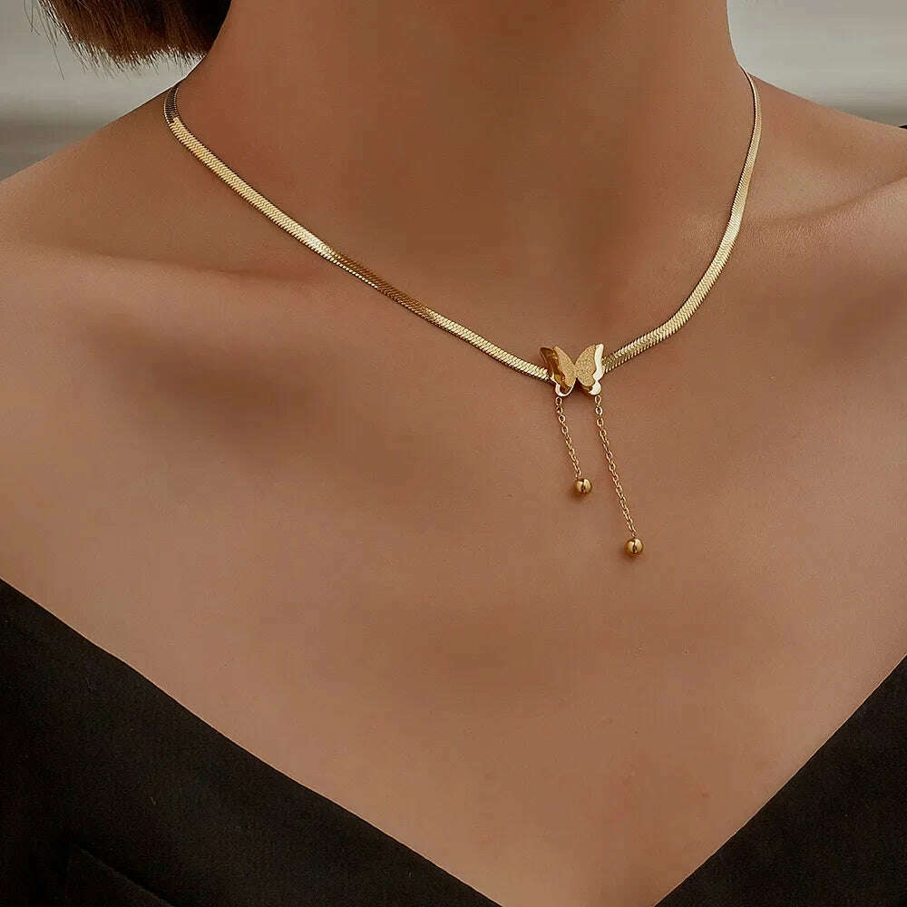 New Simple Small Golden Nugget Metal Texture Pendant Necklace for Women Fashionable Daily Accessory Party Jewelry Birthday Gifts