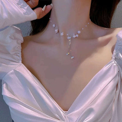 New Simple Small Golden Nugget Metal Texture Pendant Necklace for Women Fashionable Daily Accessory Party Jewelry Birthday Gifts