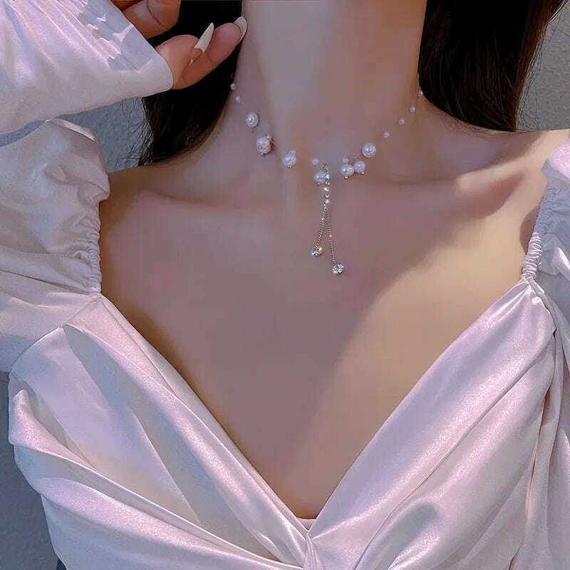 New Simple Small Golden Nugget Metal Texture Pendant Necklace for Women Fashionable Daily Accessory Party Jewelry Birthday Gifts
