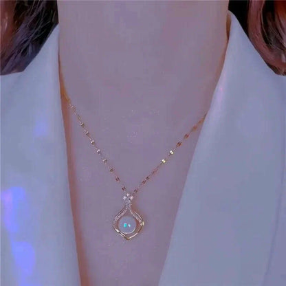 New Simple Small Golden Nugget Metal Texture Pendant Necklace for Women Fashionable Daily Accessory Party Jewelry Birthday Gifts