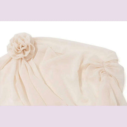 New Slope Shoulder Blouse Asymmetric  Cropped Blouse Apricot  Pile Up Shirts Women Top Autumn New Elegant Fashiin Blouse