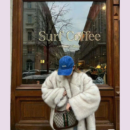 New Street Style Long Plush Coat Women With Thick Warm Cold Autumn Winter Faux Fur Coat High-Quality Fluffy Dyed Fox Fur Jacket