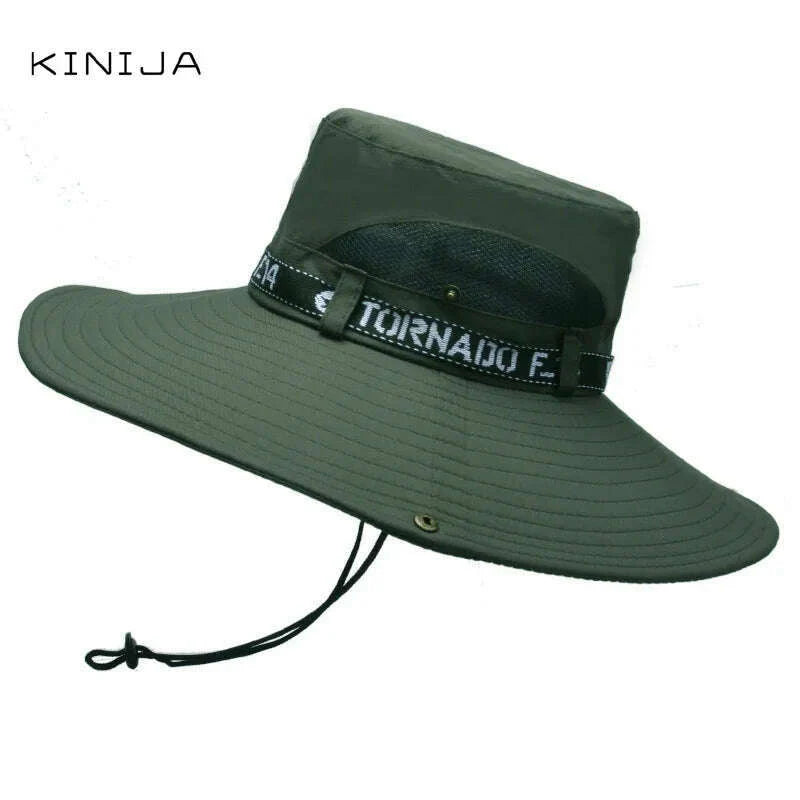 New Summer Men Outdoor Climbing Fishing CapTourism Dual Purpose Men Large Brim Sun Fisherman Hat Bucket Hat Sun Protection Cap
