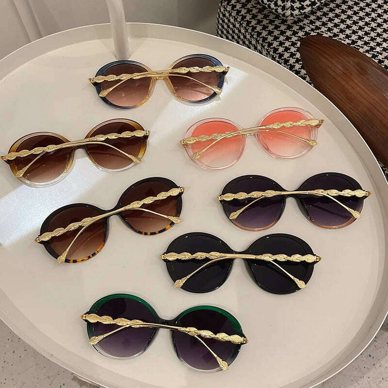 New Vintage Round Frame Sunglasses Gradient Colorful Trendy Fashion Women Female Eyewear Brand Designer Shades for Ladies