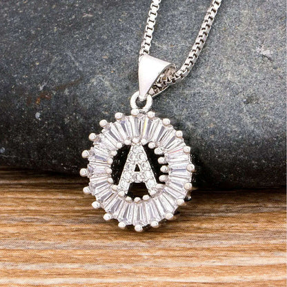 Nidin Hot Sale Women Girls Initial Letter Necklace 26 Letters Charm Family Name Pendant Top Quality Copper Zircon Jewelry Gift