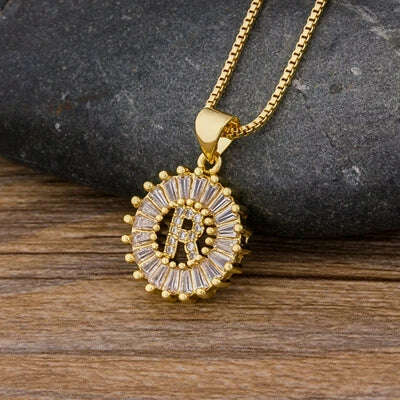 Nidin Hot Sale Women Girls Initial Letter Necklace 26 Letters Charm Family Name Pendant Top Quality Copper Zircon Jewelry Gift