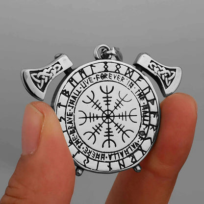 Nordic Viking Warrior Double Axe Gold Stainless Steel Pendant Men&#39;s Fashion Hip Hop Pendant Necklace Locomotive Men&#39;s Jewelry