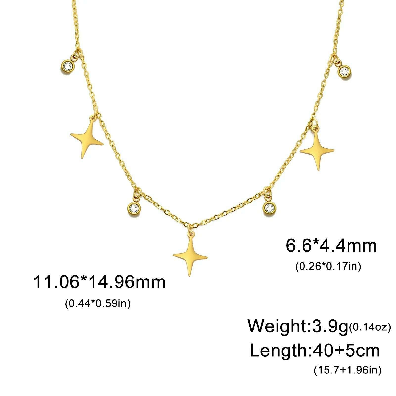 North Star Clear Zircon Pendant Tassel Necklace Women Girls Stainless Steel Chain Choker Fashion Jewelry Birthday Gift Wholesale