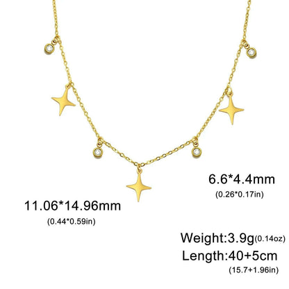 North Star Clear Zircon Pendant Tassel Necklace Women Girls Stainless Steel Chain Choker Fashion Jewelry Birthday Gift Wholesale
