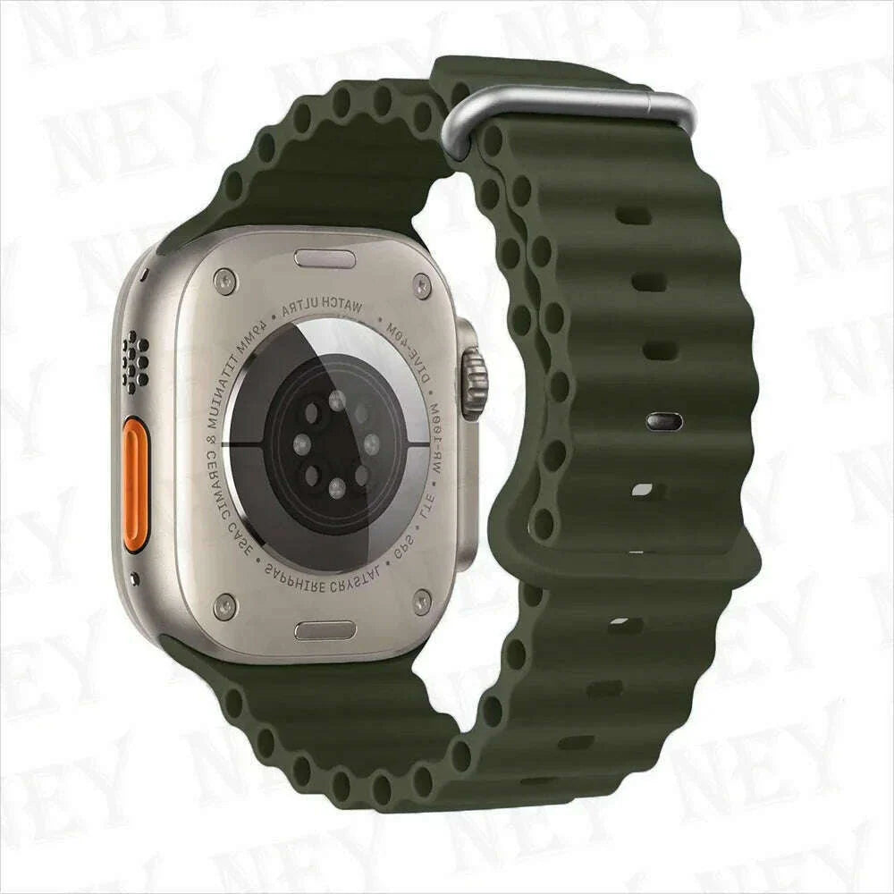 Ocean strap for Apple Watch Band 44mm Ultra 2 49mm 45mm 42mm 38/40/41mm silicone bracelet correa iwatch series 9 8 7 se 6 5 4 3