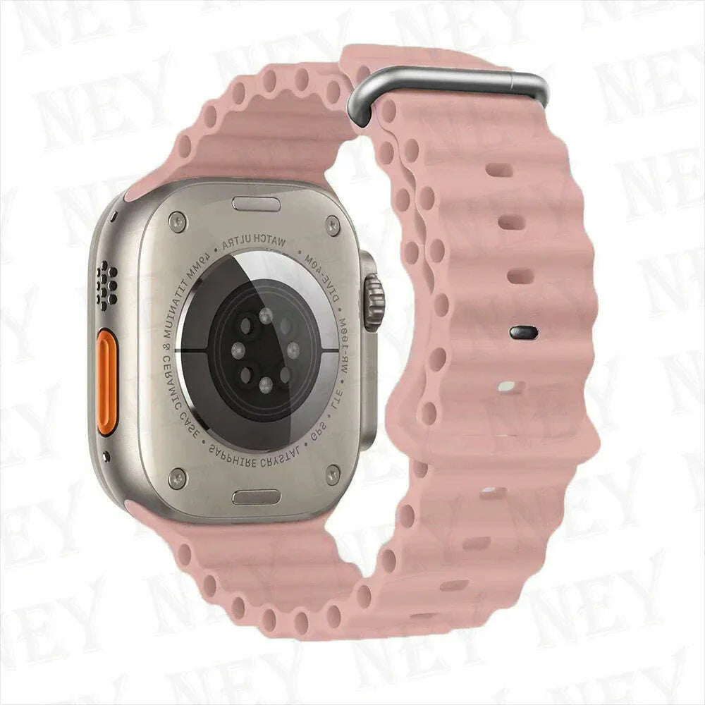 Ocean strap for Apple Watch Band 44mm Ultra 2 49mm 45mm 42mm 38/40/41mm silicone bracelet correa iwatch series 9 8 7 se 6 5 4 3