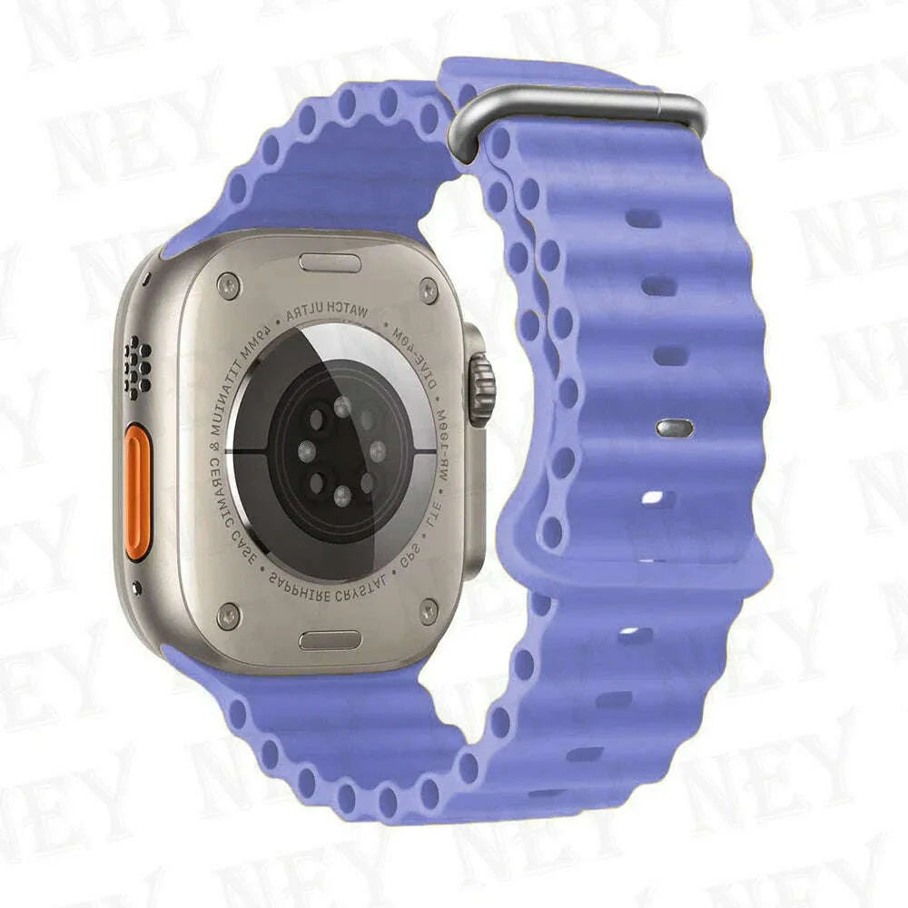 Ocean strap for Apple Watch Band 44mm Ultra 2 49mm 45mm 42mm 38/40/41mm silicone bracelet correa iwatch series 9 8 7 se 6 5 4 3
