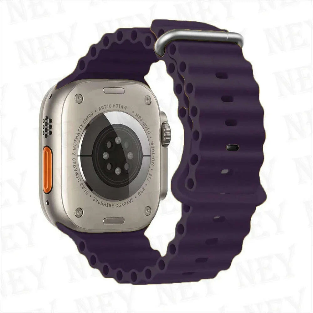 Ocean strap for Apple Watch Band 44mm Ultra 2 49mm 45mm 42mm 38/40/41mm silicone bracelet correa iwatch series 9 8 7 se 6 5 4 3